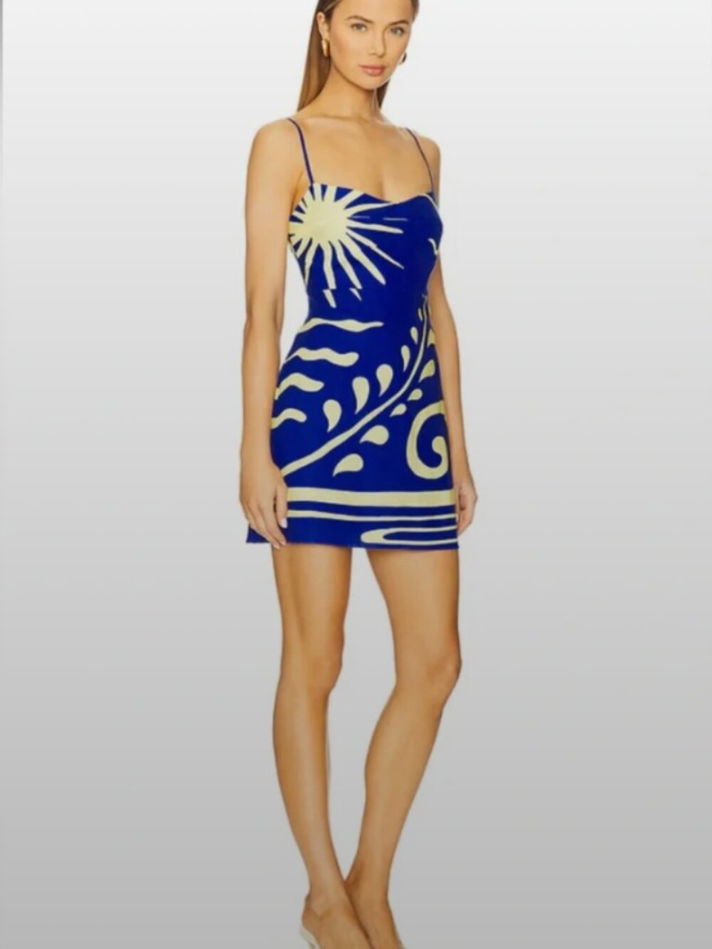 Blue & Yellow Vibrant Summer Mini Dress - Picture 4 of 7
